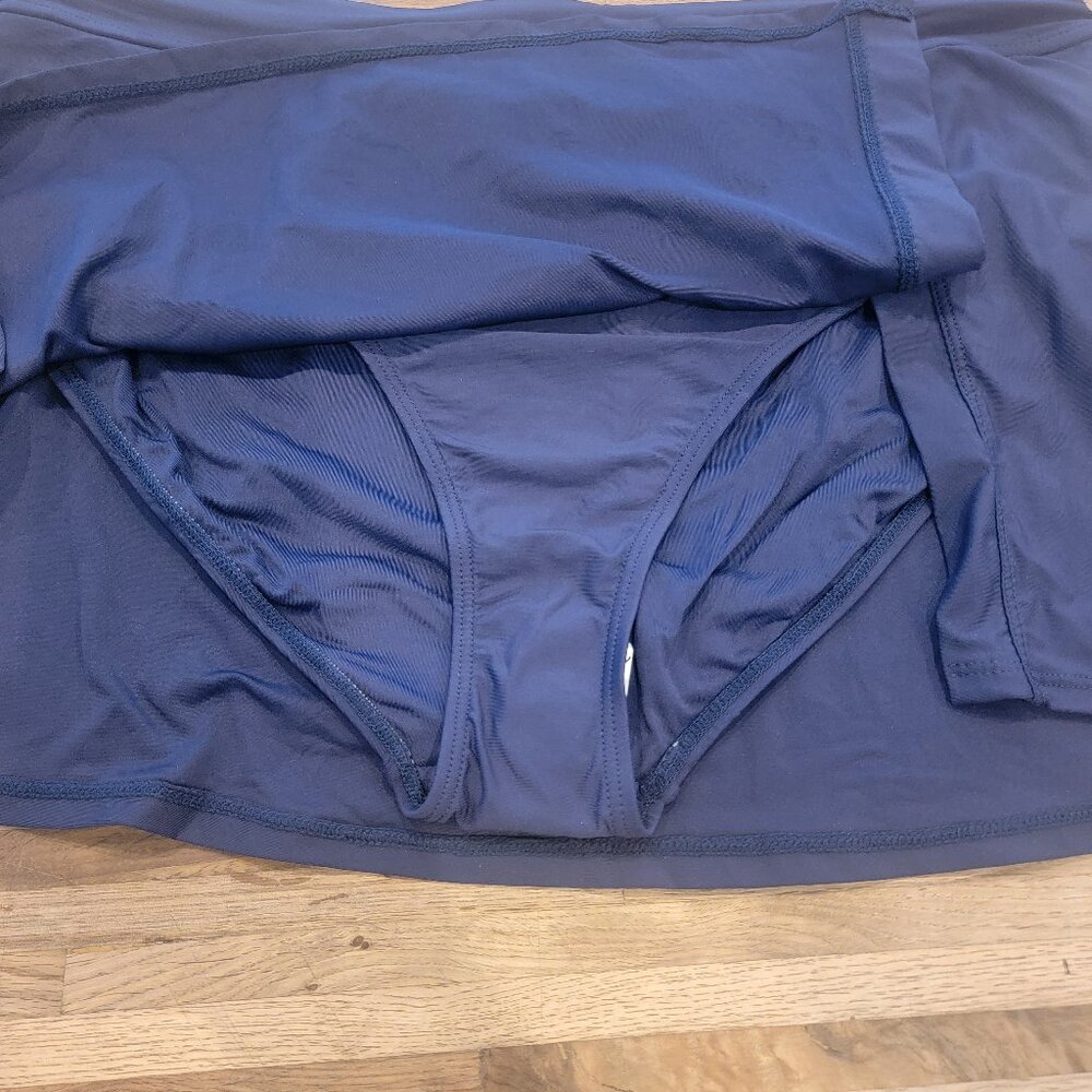 Anne Cole Limited Edition Ladies Banded Side Slit Skirted Swim Bottom Navy Blue - Picture 6 of 10